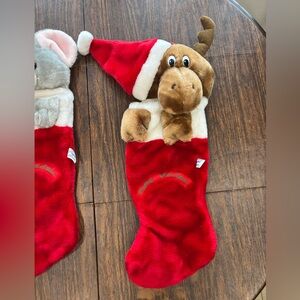 Vintage Merry Christmas Stocking 1988 Chrisha Playful Plush Moose
